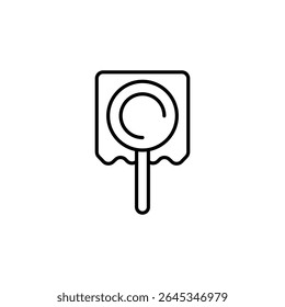 Minimalist Line Art Depiction Of Wrapped Circular Candy On A Stick