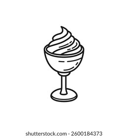 Minimalist Line Art of a Dessert Cup with a Straw