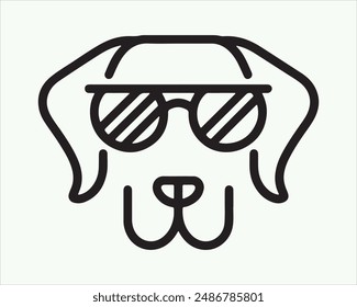 Minimalist Line Art Dog Sunglasses Vector Illustration. Outline Dog logo