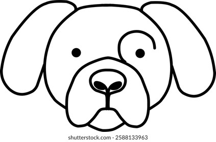 Minimalist line art of a dog's face. Ideal for pet-related projects, veterinary themes, dog lovers, and modern logo designs