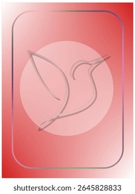 um desenho em forma de uma linha de arte minimalista de um pássaro em voo, centrado dentro de um círculo cinza claro. Pode ser usado como um logotipo. 
