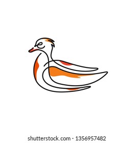 minimalist line art duck logo designs vector, colorful animal logo designs concept