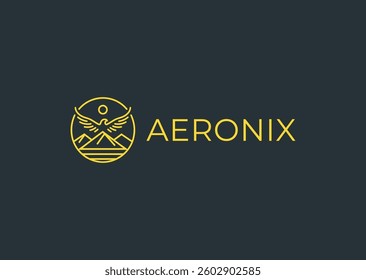 Minimalist Line Art Eagle and Mountain Logo – A smooth-lined eagle soaring over a mountain, symbolizing freedom, vision, and nature.