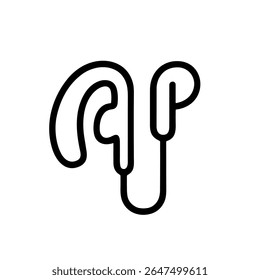 Minimalist Line Art Earbud Electronic Device Headphone Music Icon