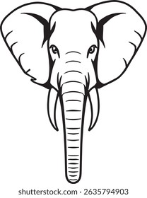 Minimalist line art of an elephant, elegant black and white illustration for World Elephant Day