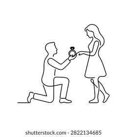 Minimalist Line Art Engagement Proposal Illustration