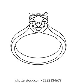 Minimalist Line Art Engagement Ring Illustration