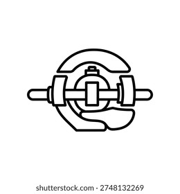 Minimalist line art engine piston symbol for mechanical, automotive, or industrial design projects and presentations.