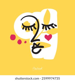 Minimalist Line Art Face Illustration for Wall Decoration, Branding, Social Media, Brochure, Beauty Logos, T-shirt Print, Web, and Hand-Drawn Design.