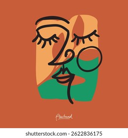 Minimalist Line Art Face Illustration for Wall Decoration, Branding, Social Media, Brochure, Beauty Logos, T-shirt Print and Web, and Hand-Drawn Design.