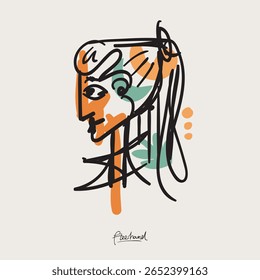 Minimalist Line Art Face Illustration for Wall Decoration, Branding, Social Media, Brochure, Beauty Logos, T-shirt Print and Web, and Hand-Drawn Design.