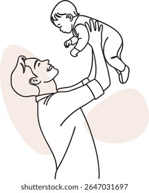 Minimalist Line Art of Father and Baby