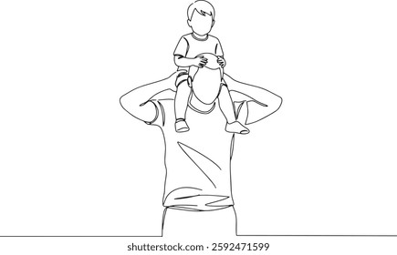 Minimalist Line Art of Father and Son Bonding – Continuous One-Line Drawing