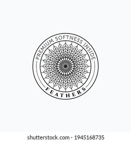 Diseño del logotipo de la ilustración vectorial de la pluma de línea minimalista. Diseño de mandala simple