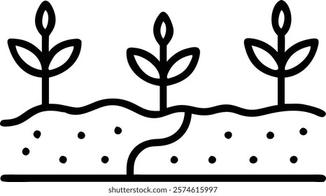 Minimalist Line Art of a Field with Plants - Vector Illustration.minimalist, line, art, vector, illustration, field, plants, nature, design, modern, aesthetic, simple, elegant, black, white, drawing, 