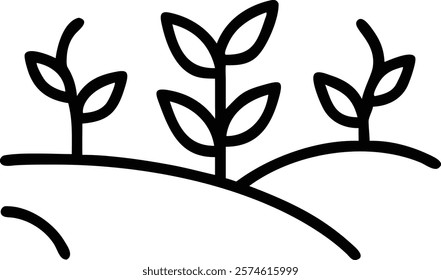 Minimalist Line Art of a Field with Plants - Vector Illustration.minimalist, line, art, vector, illustration, field, plants, nature, design, modern, aesthetic, simple, elegant, black, white, drawing, 