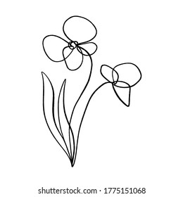 Minimalist line art flower. Poppy contour drawing. Vector artwork.