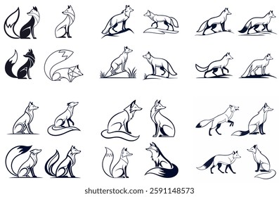 Minimalist Line Art Fox Silhouette – Stylish Wildlife Vector for Stickers and Merchandise