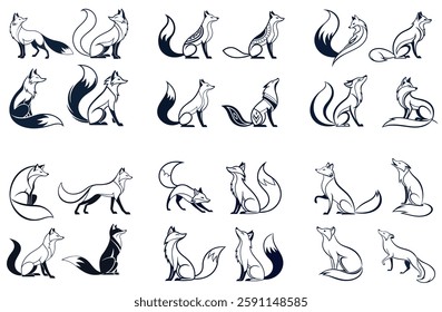 Minimalist Line Art Fox Silhouette – Stylish Wildlife Vector for Stickers and Merchandise