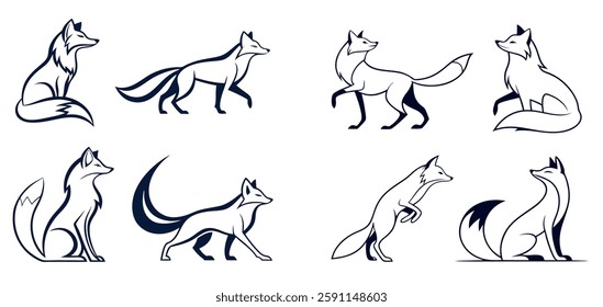 Minimalist Line Art Fox Silhouette – Stylish Wildlife Vector for Stickers and Merchandise