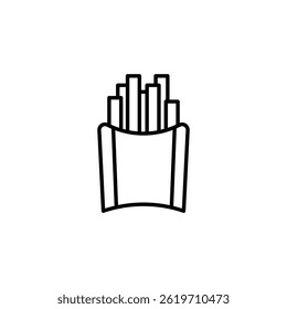 Minimalist line art of fried potatoes in packaging on a white background
