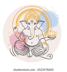 Minimalist Line Art Ganesha with Lotus