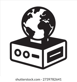 Minimalist Line Art Globe with Server