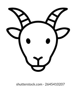 Minimalist Line Art Goat Head Farm Animal Mammal Outline Icon