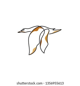 minimalist line art goose logo designs vector, colorful animal logo designs concept