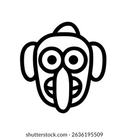 Minimalist Line Art Grotesque Character Face Mask Icon Illustration