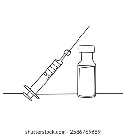 Minimalist Line Art Healthcare and Vaccination