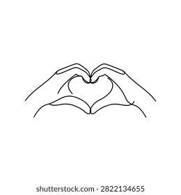 Minimalist Line Art Heart Shape Hands Illustration
