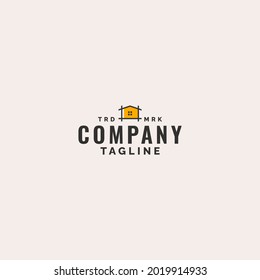 minimalist line art house home building logo design.