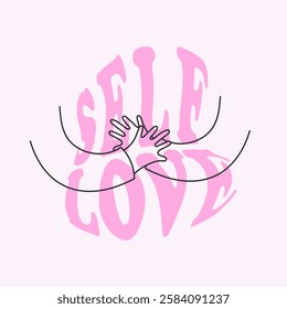 Minimalist Line Art Hugging Hands Illustration – A Symbol of Love, Care, and Support. Perfect for self-awareness posters, mental health campaigns, relationship-themed designs, and emotional well-being