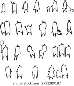 Minimalist line art human scale silhouettes for architectural diagrams and urban sketches.