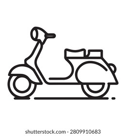 Minimalist line art icon of a classic vintage scooter