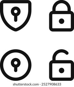 Minimalist line art icon lock collection set logo symbol security