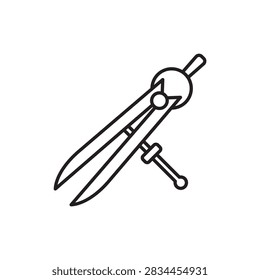 Minimalist line art icon of a lockable wing divider compass for precise leather layout and scribing.