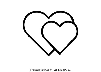 A minimalist line art icon logo featuring a heart, an arrow-pierced heart, a broken heart, and a heart in love. The design elegantly captures the stages of love—passion, heartbreak, and romance.