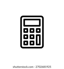 Un icono minimalista de arte lineal que representa una calculadora, ideal para interfaces y aplicaciones digitales. Diseño de interfaz de usuario de icono de una sola línea de Business and Management.