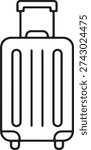 Minimalist line art icon of a rolling suitcase for travel and vacation