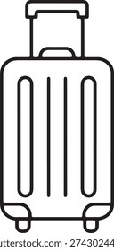 Minimalist line art icon of a rolling suitcase for travel and vacation