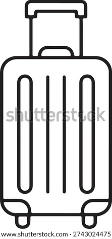 Minimalist line art icon of a rolling suitcase for travel and vacation