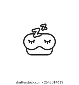 A minimalist line art icon of a sleep eye mask with closed eyelashes and two "ZZZ" symbols above it, indicating sleep or rest.