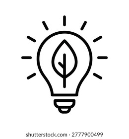 Minimalist line art icon symbolizing eco-friendly innovation and green energy solutions. Perfect for sustainability reports, environmental blogs, or startup branding.
