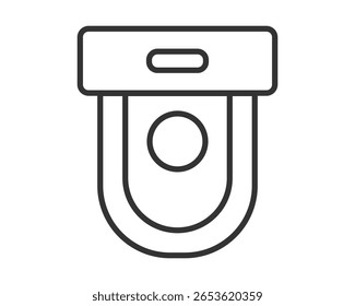Ícone minimalista da arte da linha de um banheiro, com design limpo e moderno. Perfeito para conceitos sanitários, layouts de banheiro, serviços de encanamento ou sinalização de banheiro. Símbolo de higiene e instalações.
