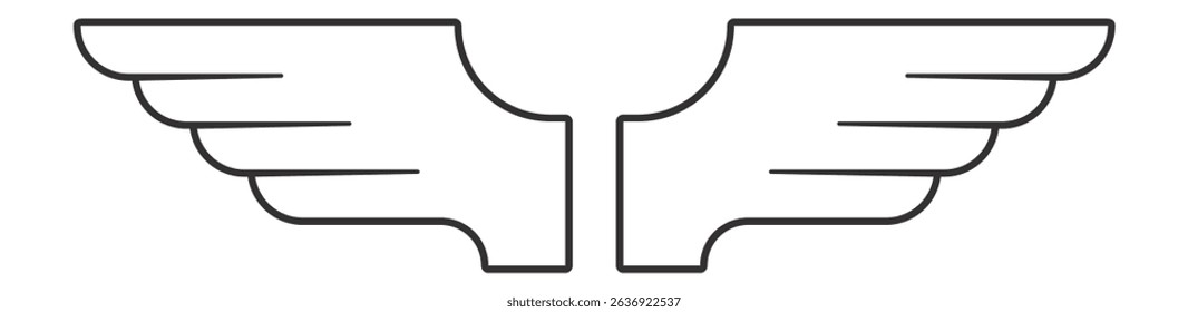 Minimalist line art illustrating a pair of wings, representing themes of freedom, travel, and aspiration, perfect for logos and various graphic design projects