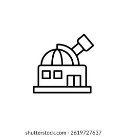 Minimalist line art illustration of an astronomical observatory building