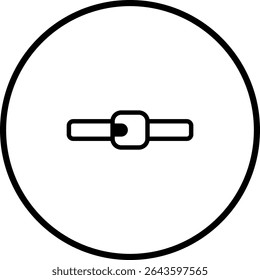 Minimalist line art illustration of a belt buckle within a circle for diverse applications