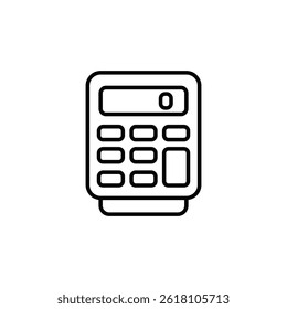 Ilustração minimalista da arte de linha de um ícone da ferramenta financeira da calculadora